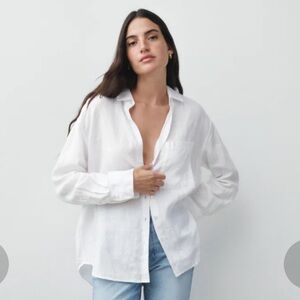 NWOT AYR the Deep End white linen button-up shirt size S